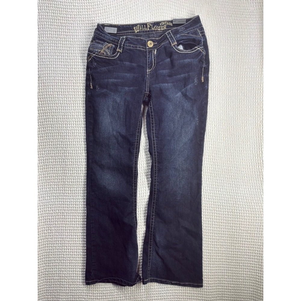 Y2K Womens WallFlower Legendary Boot Cut Jeans Size 13 Dark Wash Blue